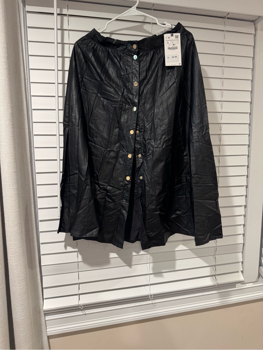 H&M Black Faux Leather Button-Front Jacket
